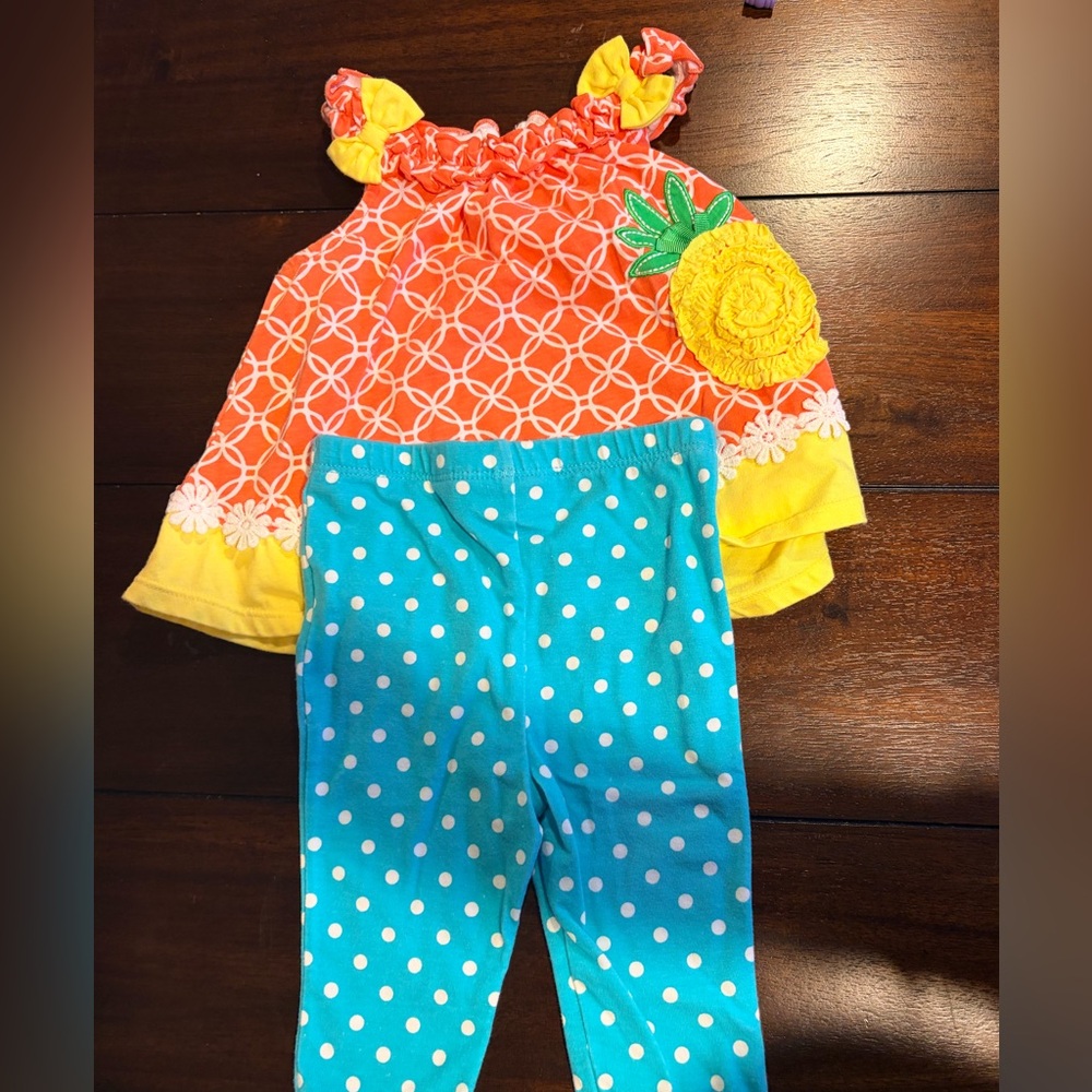 Kids Headquarters Teal and White Polka Dot Outfit